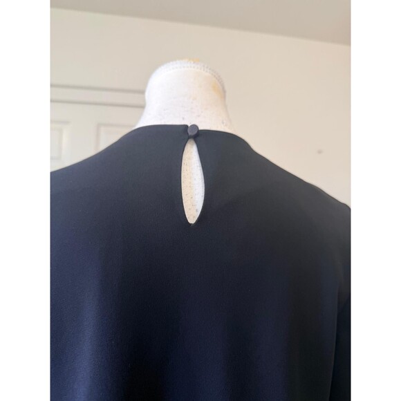 Lafayette 148 New York Pleated A-Line Black MIDI Dress Size M Classic Minimalist - Picture 5 of 16